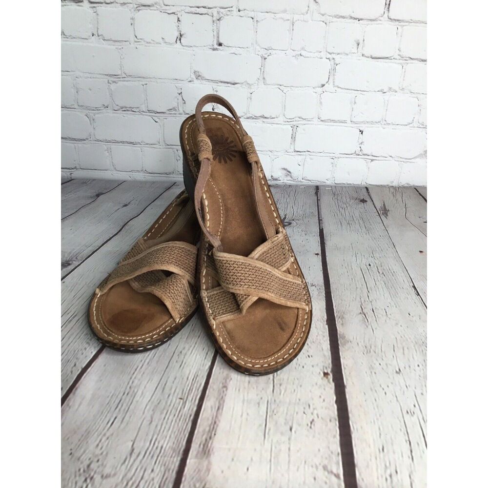 UGG Sandals Women’s  Size 9 ‎ Slingback Jute Wedge Strappy Basket Woven Neutral